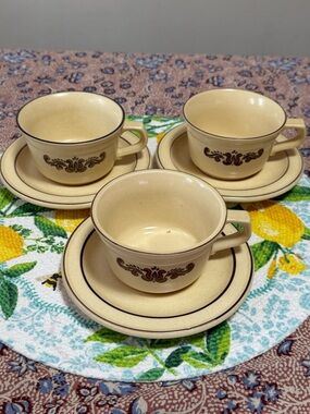 Pfaltzgraff Country Village Stoneware Cup and Saucer Set (3)